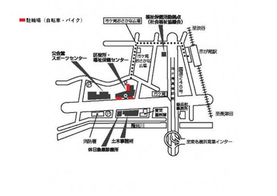 青葉区役所　自転車・バイク置き場図