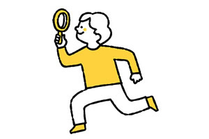 虫眼鏡を持つ子どものイラスト