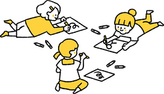 イラスト（お絵描きする子ども）