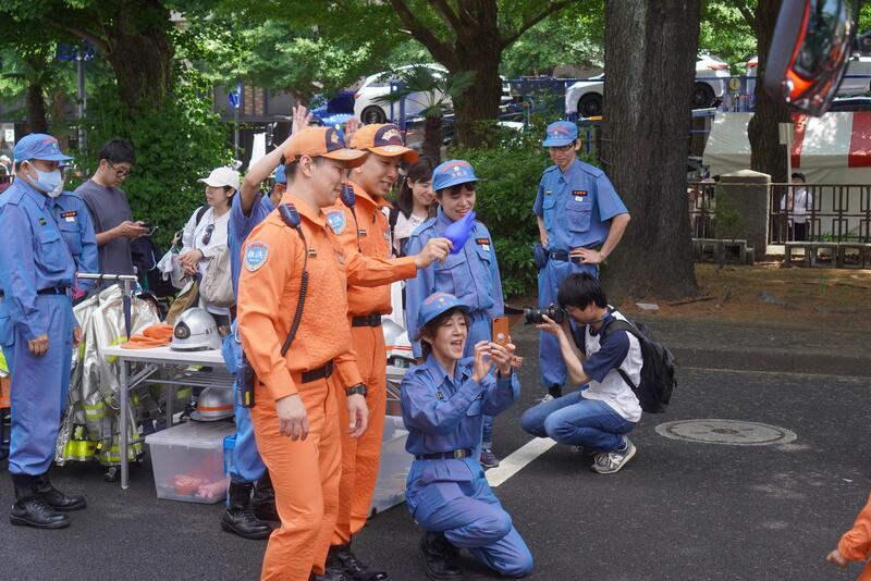 山下町特別救助隊と消防団員