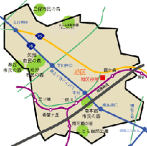 旭消防署への地図