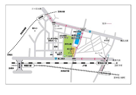 神奈川消防署への地図