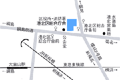 港北消防署への地図