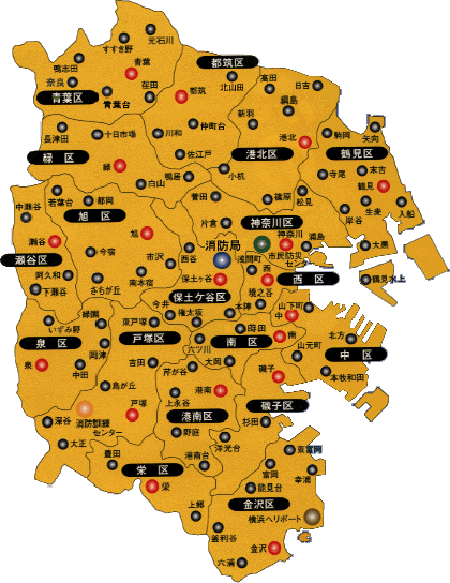 消防局・消防署・消防出張所の配置図