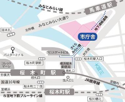 横浜市庁舎地図