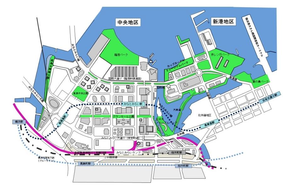 みなとみらい２１地区の全体図