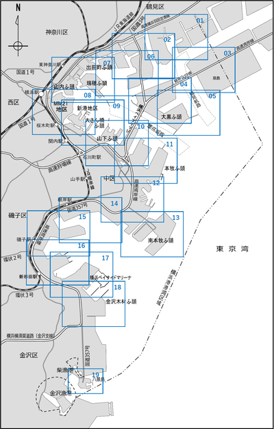 画面分割された分区指定図の索引図です