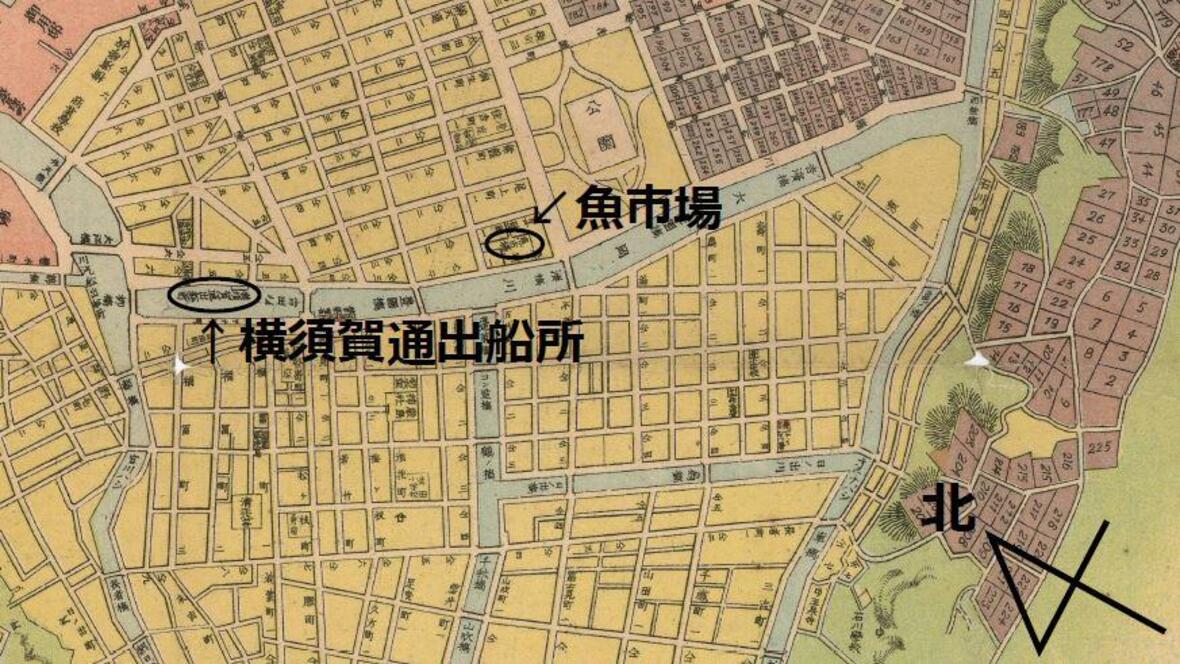 画像３「改正横浜市全図」より派大岡川周辺