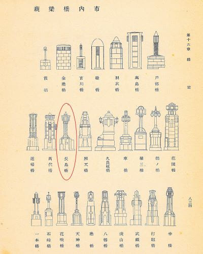 画像７『横浜復興誌』第二編より、復興で設けられた長島橋の親柱