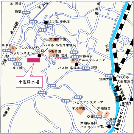 小雀浄水場の案内図