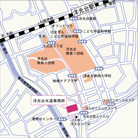 洋光台水道事務所の案内図