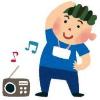 ラジオ体操第１をする男性