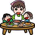食卓を囲むイラスト