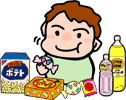 お菓子を食べているイラスト