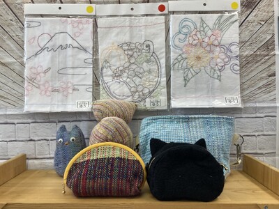ゆう自主製品刺し子布巾・ポーチ