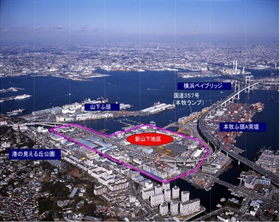 新山下地区の航空写真（クリックすると拡大）