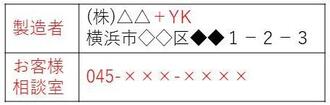 製造所固有記号を使用した表示例