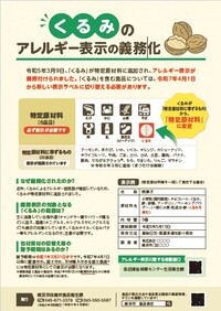チラシ　くるみのアレルギー表示の義務化