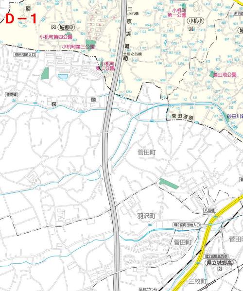 港北区公園マップ　Ｄ－１　