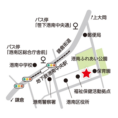 港南中央地域ケアプラザ周辺図