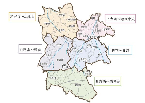 港南区の全体の地図です