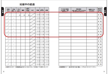 母子健康手帳見本