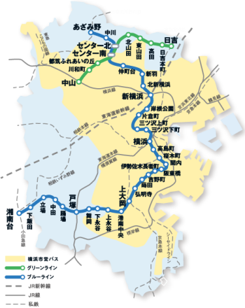 横浜市営交通エリアマップ