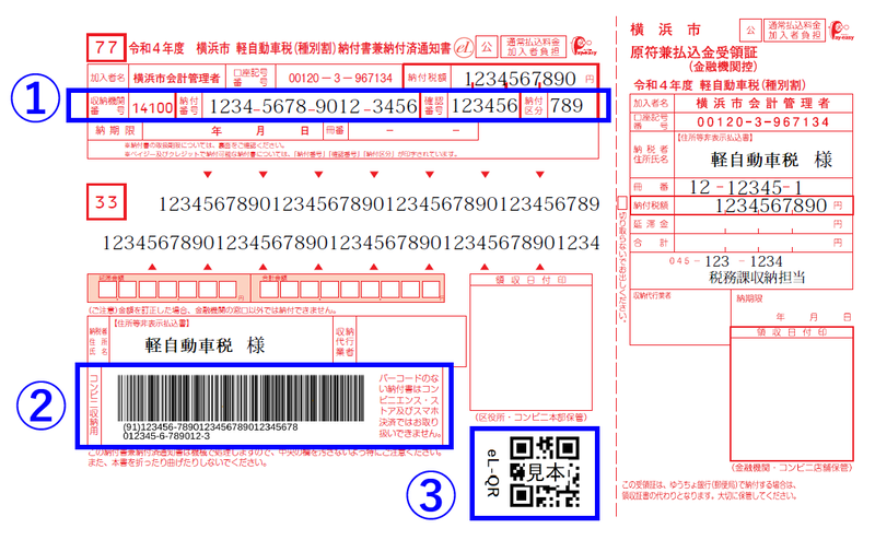 軽自動車税の納付書イメージ