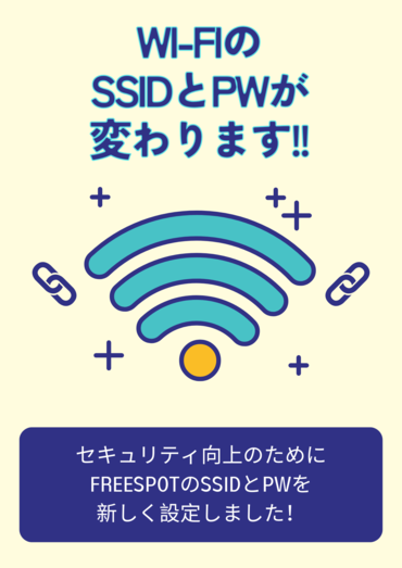 FREESPOTのSSIDとパスワード変更のポスター