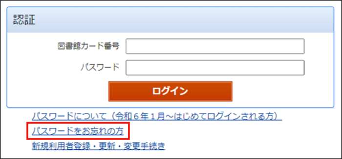 パスワード画面からの入り口のご案内