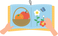 布の絵本・さわる絵本のイラストが記載されています。