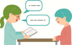 対面朗読をしている様子のイラスト