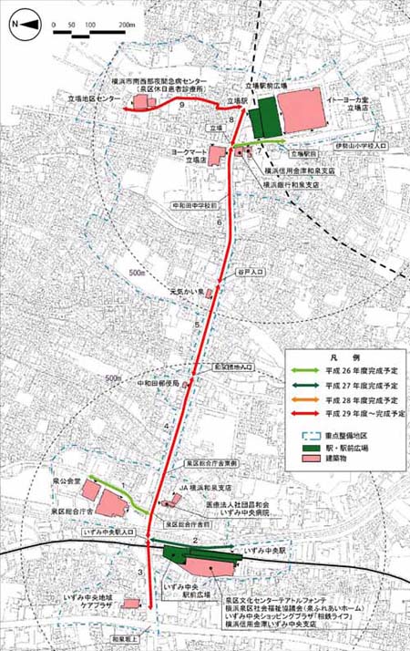 いずみ中央駅・立場駅駅周辺地区生活関連経路図