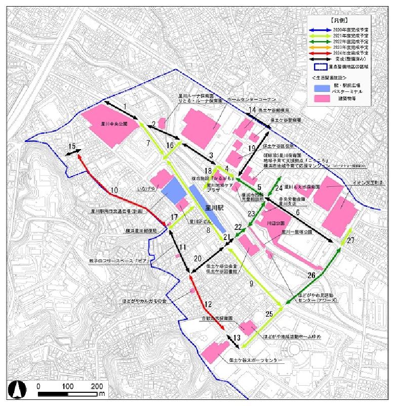 星川駅周辺地区の生活関連経路図