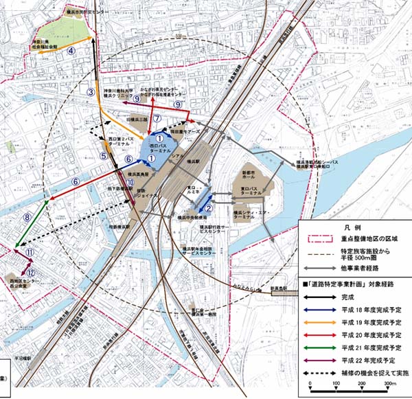 横浜駅周辺地区の生活関連経路図