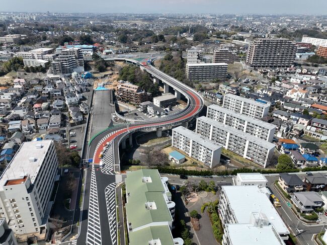 南戸塚地区（本線）から国道１号方向上空写真