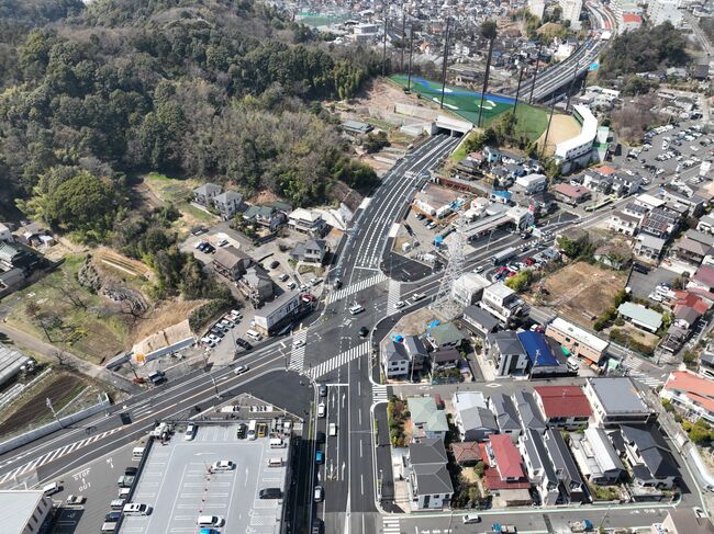 日之出橋交差点付近上空写真