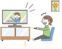 テレビを見ている女性のイラスト