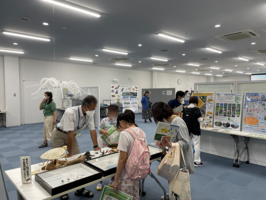 生き物の標本やパネルの展示の様子