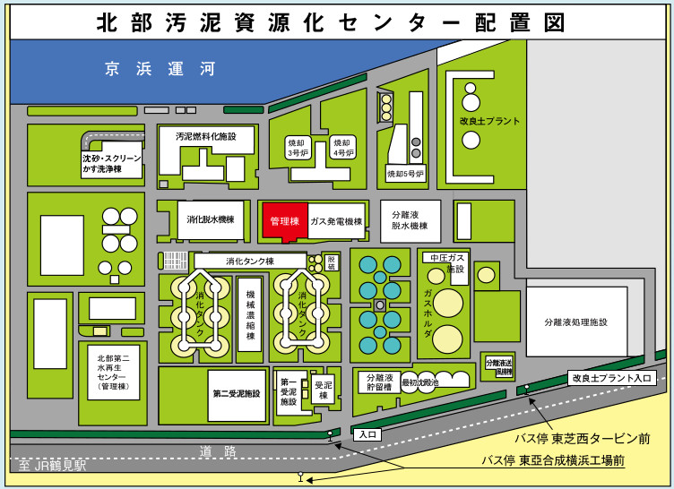 北部汚泥資源化センター配置図