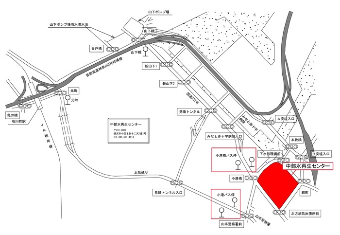 中部水再生センターの周辺地図