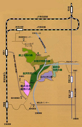 自然観察の森への交通案内図