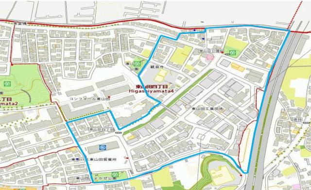 計画対象範囲図（東山田四丁目地区）