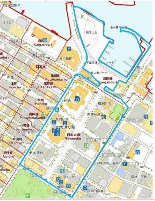 計画対象範囲図（日本大通り地区）
