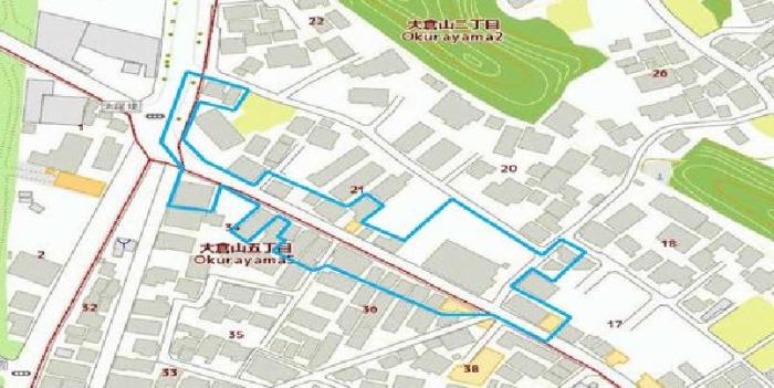 計画対象範囲図（大倉山つつみ通り地区）