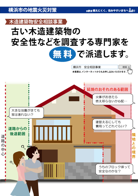 木造建築物安全相談事業のリーフレットを表示しています。