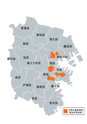 不燃化推進地域の図
