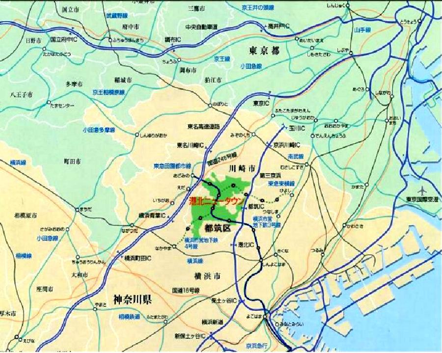 港北ニュータウン位置図