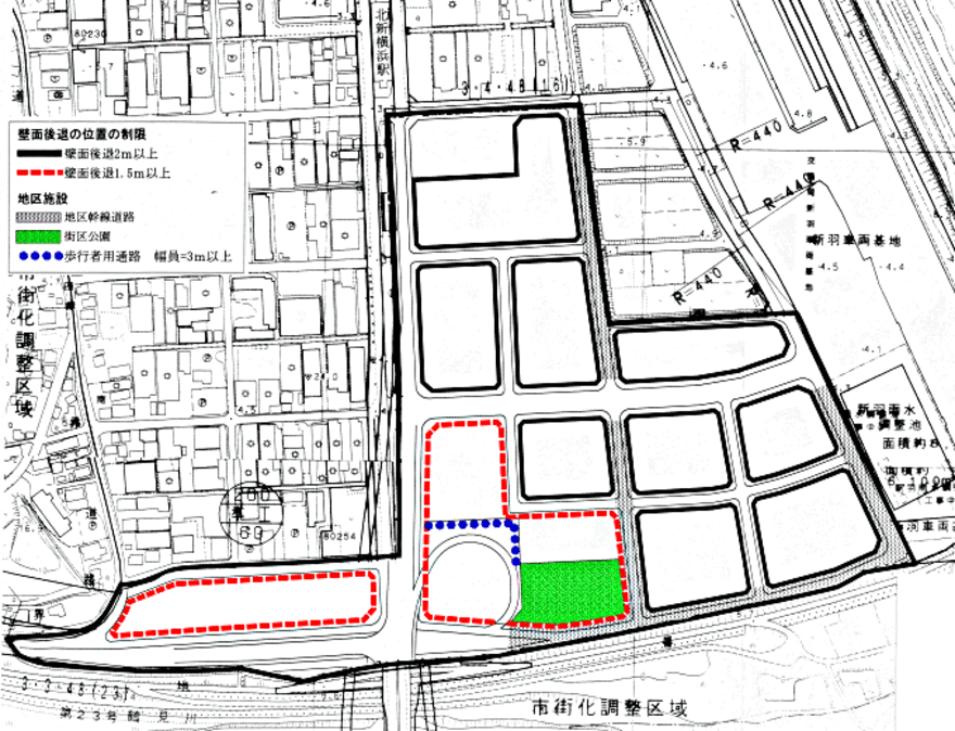 壁面後退の制限・地区施設