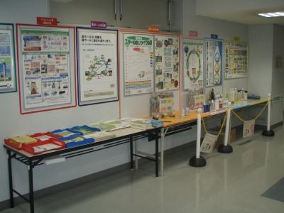 資源物リサイクルに関するパネルが展示されています